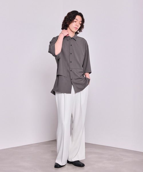 JUNRED(ジュンレッド)の「【 セットアップ対応 】ドライイージーコントラストステッチシャツ(シャツ/ブラウス・メンズ・ブラック/チャコールグレー・S/M/L)」の12枚目の写真