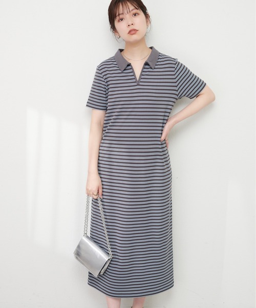 natural couture(ナチュラルクチュール)の「配色スキッパーカットソーワンピース(ワンピース・レディース・アイボリー/ブラック/チャコールグレー・FREE)」の17枚目の写真