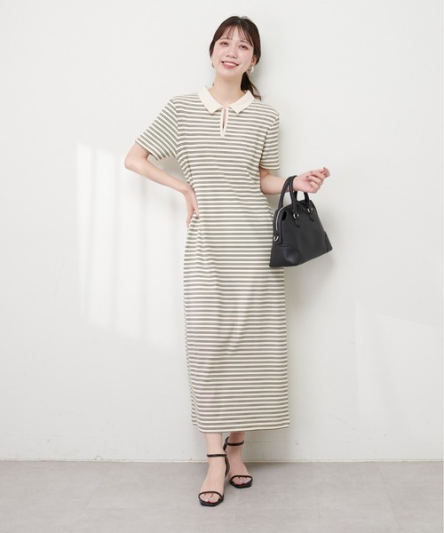 natural couture(ナチュラルクチュール)の「配色スキッパーカットソーワンピース(ワンピース・レディース・アイボリー/ブラック/チャコールグレー・FREE)」の5枚目の写真