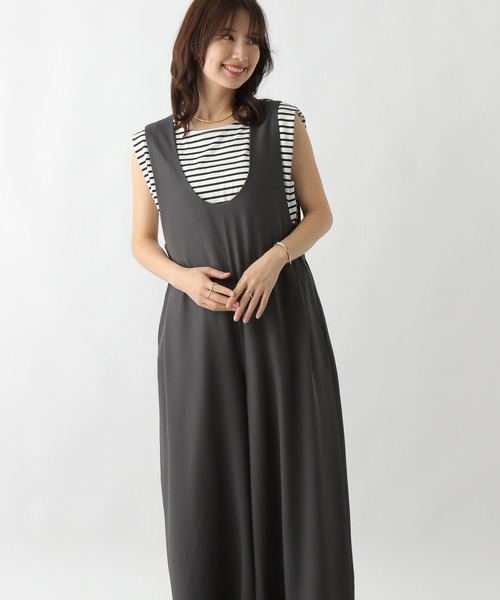 LEPSIM（レプシィム）の「Uネックサイドタックサロペ　134124（サロペット/オーバーオール・レディース・チャコールグレー/ブラック・TALL/FREE）」の8枚目の写真