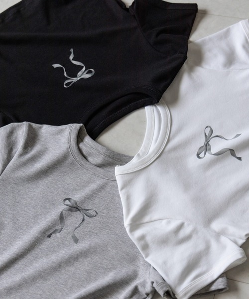 セール】【 4color 】ミニリボンショートちびTシャツ ／mini