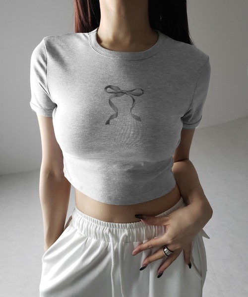 4color 】ミニリボンショートちびTシャツ ／mini ribbon short