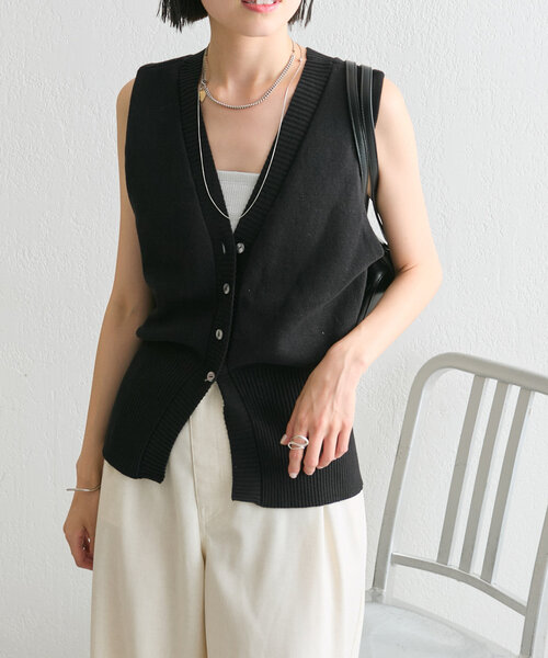 mystic（ミスティック）の「エアリーニットベスト（ベスト・レディース・ブラック/アイボリー/グリーン/モカ・FREE）」の10枚目の写真