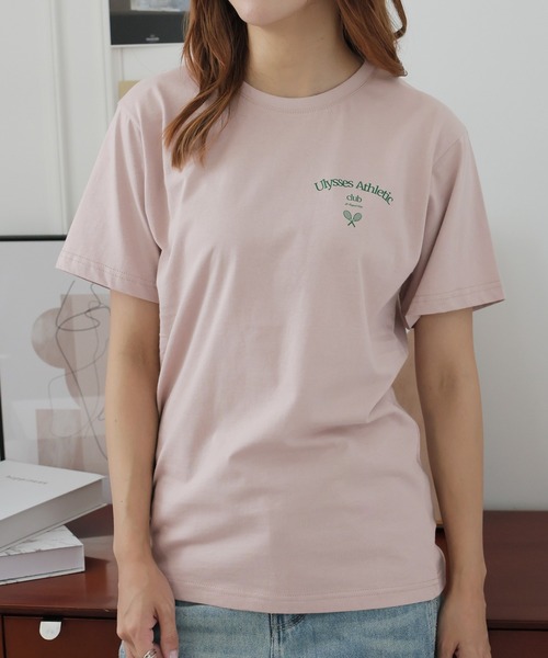 Girly Doll(ガーリードール)の「オリジナルプリントスポーツロゴTシャツ(Tシャツ/カットソー・レディース・ベージュ/ピンク/ダークグレー・F)」の1枚目の写真