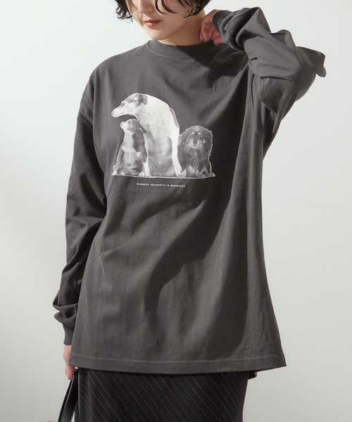 journal standard L'essage（ジャーナルスタンダードレサージュ）の「POET MEETS DUBWISE　M.S.I.N ロングスリーブTシャツ（Tシャツ/カットソー・レディース・ホワイト/ブラック系その他・FREE）」の2枚目の写真