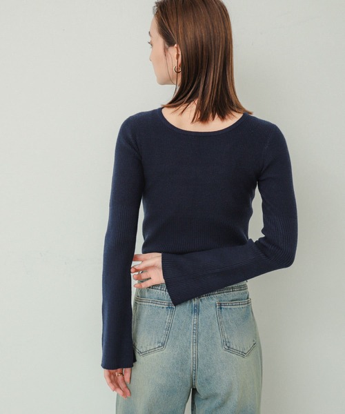 美品＊レザレクション　ウール100% ネイビーセーター 2 WEB限定/OUTLET】【SL】【秋冬】ウールブレンド タートルネック