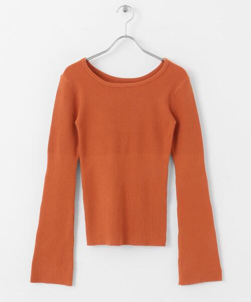 SENSE OF PLACE by URBAN RESEARCH（センスオブプレイスバイアーバンリサーチ）の「『WEB/一部店舗限定カラー』2WAYストレッチラウンドネックセーター（ニット/セーター・レディース・チャコールグレー/ベージュ/オレンジ/ネイビー/ブラウン/ピンク・ONE）」の13枚目の写真