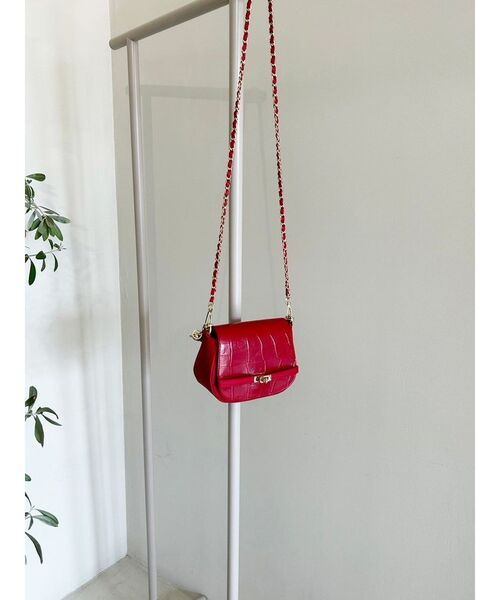 MERCURYDUO（マーキュリーデュオ）の「クロコラウンドシェイプBAG（ハンドバッグ・レディース・ダークブラウン/レッド・FREE）」の5枚目の写真