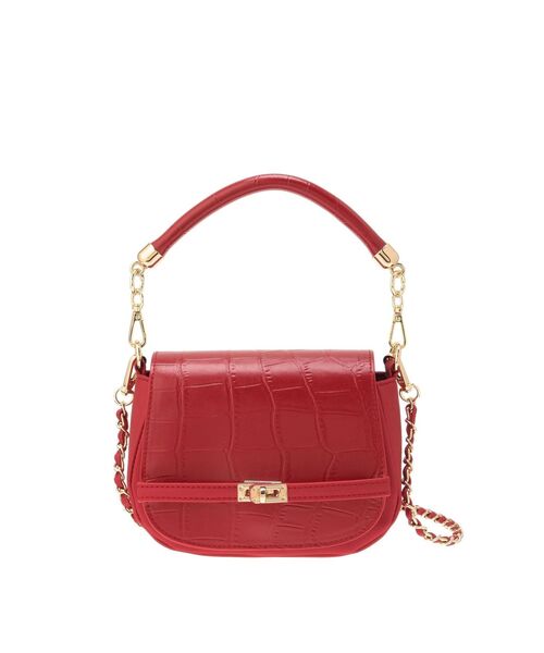 MERCURYDUO（マーキュリーデュオ）の「クロコラウンドシェイプBAG（ハンドバッグ・レディース・ダークブラウン/レッド・FREE）」の3枚目の写真