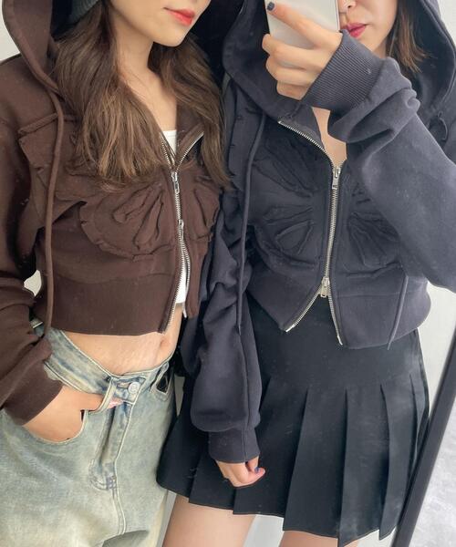 WEGO(ウィゴー)の「WEGO/バタフライWジップショートパーカー(パーカー・レディース・ブラウン/ダークグレー・FREE)」の22枚目の写真