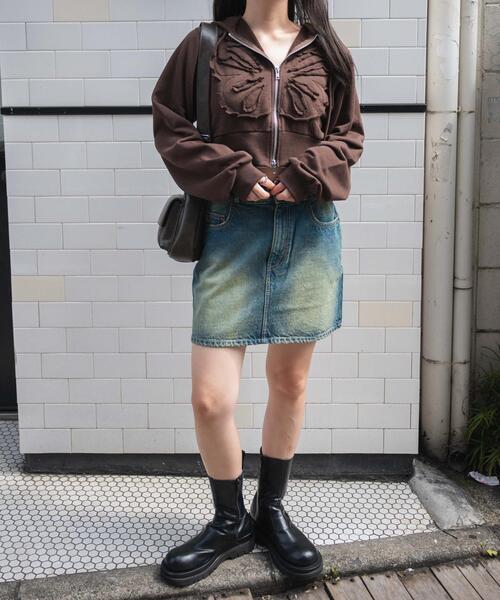 WEGO(ウィゴー)の「WEGO/バタフライWジップショートパーカー(パーカー・レディース・ブラウン/ダークグレー・FREE)」の10枚目の写真