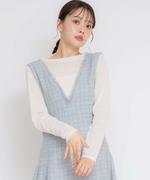 NOELA(ノエラ)の「シアーフロッキーカットソー(Tシャツ/カットソー・レディース・オフホワイト/ピンク/ブラック・フリー)」の2枚目の写真