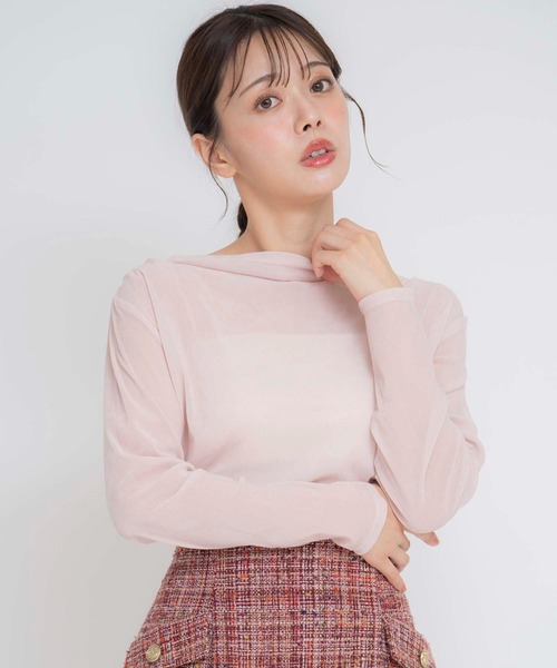 NOELA(ノエラ)の「シアーフロッキーカットソー(Tシャツ/カットソー・レディース・オフホワイト/ピンク/ブラック・フリー)」の1枚目の写真