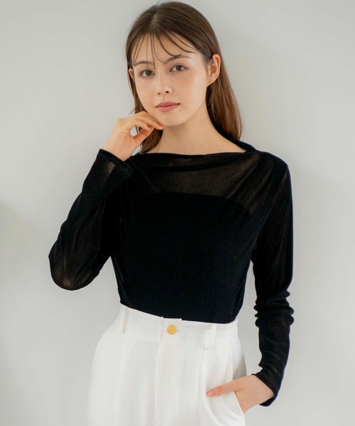 NOELA(ノエラ)の「シアーフロッキーカットソー(Tシャツ/カットソー・レディース・オフホワイト/ピンク/ブラック・フリー)」の3枚目の写真