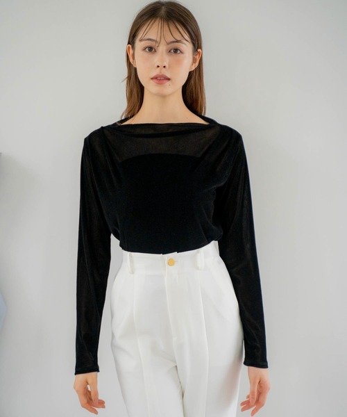 NOELA(ノエラ)の「シアーフロッキーカットソー(Tシャツ/カットソー・レディース・オフホワイト/ピンク/ブラック・フリー)」の4枚目の写真