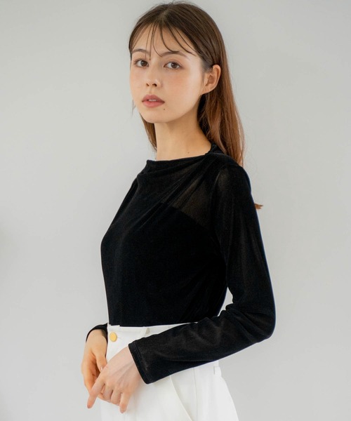 NOELA(ノエラ)の「シアーフロッキーカットソー(Tシャツ/カットソー・レディース・オフホワイト/ピンク/ブラック・フリー)」の5枚目の写真