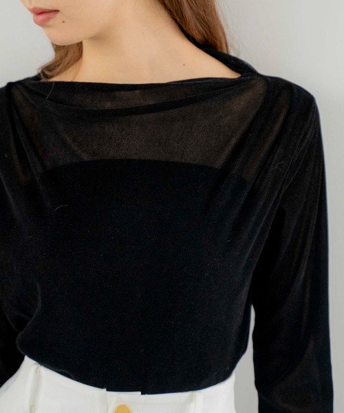 NOELA(ノエラ)の「シアーフロッキーカットソー(Tシャツ/カットソー・レディース・オフホワイト/ピンク/ブラック・フリー)」の6枚目の写真