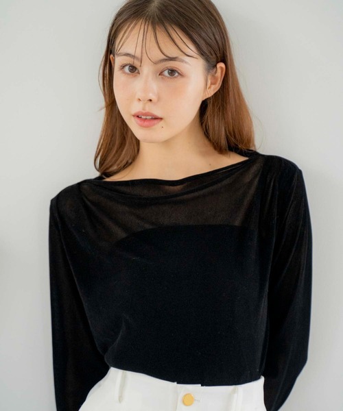 NOELA(ノエラ)の「シアーフロッキーカットソー(Tシャツ/カットソー・レディース・オフホワイト/ピンク/ブラック・フリー)」の8枚目の写真