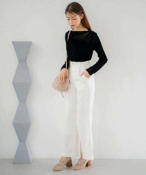 NOELA(ノエラ)の「シアーフロッキーカットソー(Tシャツ/カットソー・レディース・オフホワイト/ピンク/ブラック・フリー)」の9枚目の写真