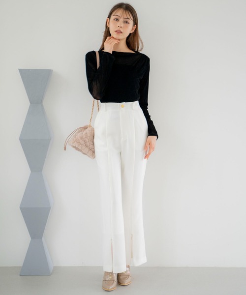 NOELA(ノエラ)の「シアーフロッキーカットソー(Tシャツ/カットソー・レディース・オフホワイト/ピンク/ブラック・フリー)」の10枚目の写真