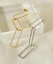 スクエアチェーンロングピアス-square chain long pierce-