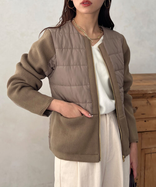 Chez toi（シェトワ）の「中綿×ニット切替ジャケット（ブルゾン）」 - WEAR