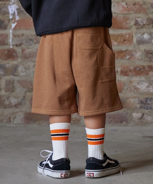 PAIRMANON STREET（ペアマノンストリート）の「【PAIRMANON STREET】裏毛 スウェット ペインター バミューダ ハーフ パンツ（スウェットパンツ・キッズ・ブラック/ブラウン系その他2/グレー・130/110/90/100/120/160/150/140）」の3枚目の写真
