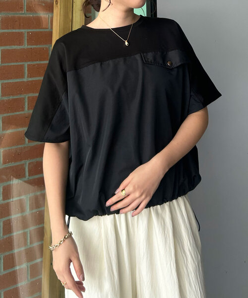 Jena espace merveilleux（ジェナ　エスパスメルヴェイユ）の「【洗濯機洗い◎】フハク切替シルケットカットソー（Tシャツ/カットソー・レディース・ブラック/オフホワイト/ライトグレー・FREE）」の20枚目の写真