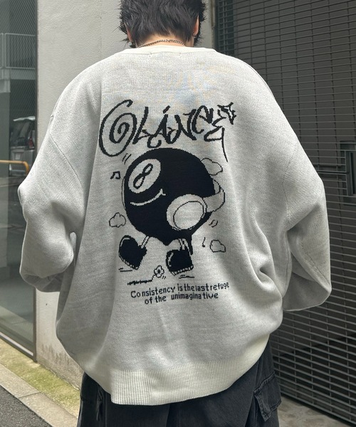 ILL'S】8ボール&ゴースト ビッグシルエット ジャガードニット（ニット