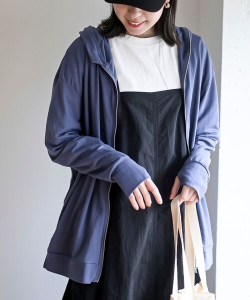 rps(アールピーエス)の「接触冷感UVカットBACKタックパーカー(パーカー・レディース・杢グレー/ブルー/ネイビー・フリー)」の1枚目の写真