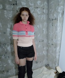 VOLTAGE CONTROL FILTER/ヴォルテージコントロールフィルター/MESH BORDER TIGHT KNIT POLO