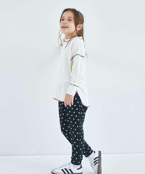 pairmanon(ペアマノン)の「【綿100%】ユニセックス 配色ステッチ ロング丈 長袖Tシャツ(Tシャツ/カットソー・キッズ・グリーン/ブルー/ライトピンク/ライトパープル/ピンク/ベージュ/ブラウン/ブラック/ネイビー/ホワイト・90/100/120/130/110/150/140)」の17枚目の写真