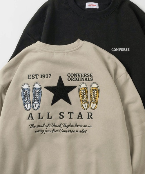 CONVERSE(コンバース)の「【CONVERSE/コンバース】チャックテイラーイラスト バックBIGサガラ刺繍デザイン ビッグシルエット クルーネックスウェット/トレーナー/3Type(スウェット・レディース・スミクロ/アッシュグレー/ヘザーグレー/チャコールグレー/ブラック/グレイッシュベージュ・M/L/XL)」の6枚目の写真