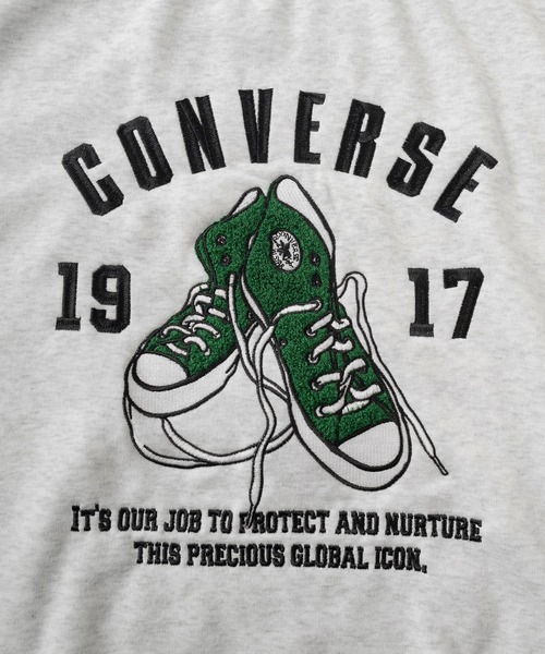 CONVERSE(コンバース)の「【CONVERSE/コンバース】チャックテイラーイラスト バックBIGサガラ刺繍デザイン ビッグシルエット クルーネックスウェット/トレーナー/3Type(スウェット・レディース・スミクロ/アッシュグレー/ヘザーグレー/チャコールグレー/ブラック/グレイッシュベージュ・M/L/XL)」の19枚目の写真