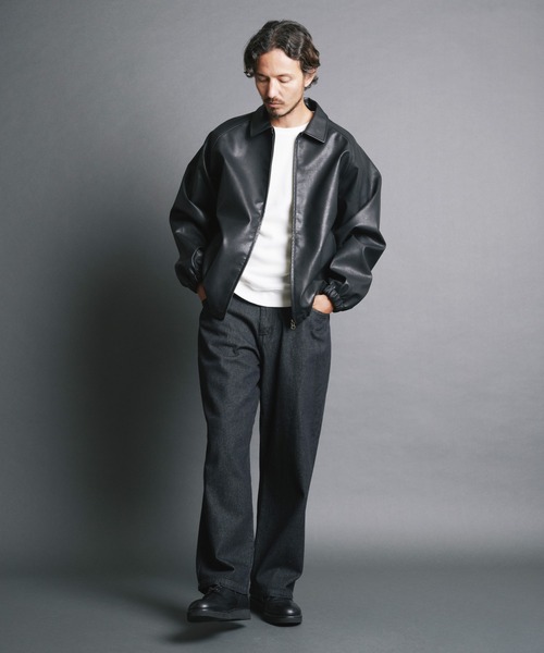 COMMON WARE(コモンウェアー)の「COMMONWARE:シンセティックレザー シングルライダース ジャケット(ライダースジャケット・メンズ・ブラック系その他/ブラック・L/M)」の12枚目の写真