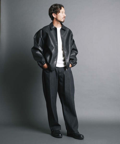 COMMON WARE(コモンウェアー)の「COMMONWARE:シンセティックレザー シングルライダース ジャケット(ライダースジャケット・メンズ・ブラック系その他/ブラック・L/M)」の14枚目の写真