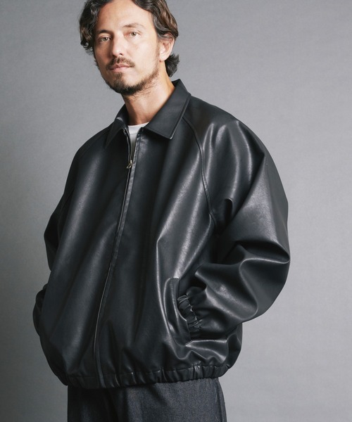 COMMON WARE(コモンウェアー)の「COMMONWARE:シンセティックレザー シングルライダース ジャケット(ライダースジャケット・メンズ・ブラック系その他/ブラック・L/M)」の5枚目の写真