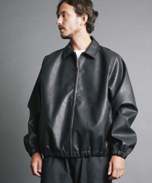 COMMON WARE(コモンウェアー)の「COMMONWARE:シンセティックレザー シングルライダース ジャケット(ライダースジャケット・メンズ・ブラック系その他/ブラック・L/M)」の6枚目の写真