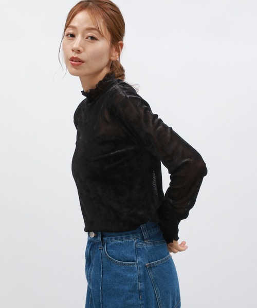 LAKOLE（ラコレ）の「メッシュベロアハイネックプルオーバー / 146631（Tシャツ/カットソー・レディース・アイボリー/ブラック/ブラウン・SMALL/MEDIUM）」の12枚目の写真