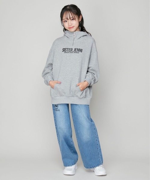 SISTER JENNI（SISTER JENNI）の「【ウエスト調整可】クラックロゴデニムワイドパンツ（デニムパンツ・キッズ・ブルー/ブラック・160cm/140cm/150cm/130cm）」の3枚目の写真