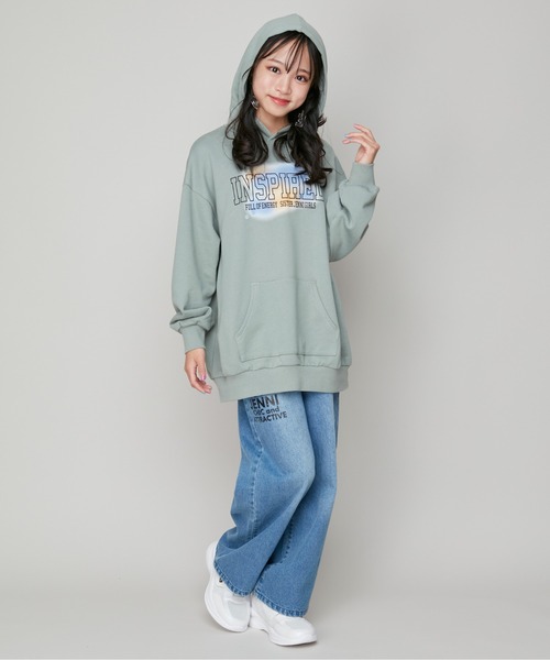SISTER JENNI（SISTER JENNI）の「【ウエスト調整可】クラックロゴデニムワイドパンツ（デニムパンツ・キッズ・ブルー/ブラック・160cm/140cm/150cm/130cm）」の8枚目の写真