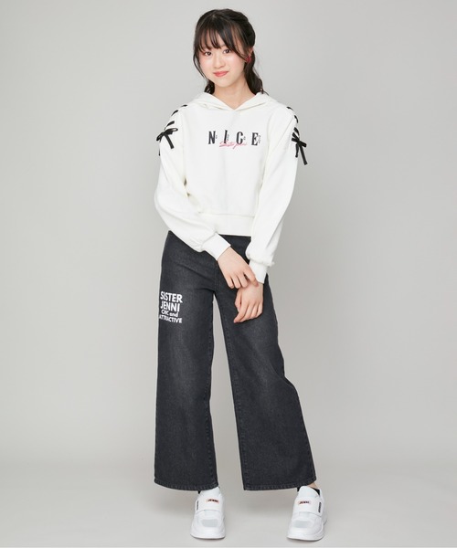 SISTER JENNI（SISTER JENNI）の「【ウエスト調整可】クラックロゴデニムワイドパンツ（デニムパンツ・キッズ・ブルー/ブラック・160cm/140cm/150cm/130cm）」の19枚目の写真