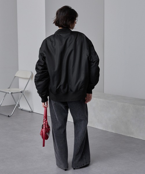 ショートボリューム撥水ナイロンミリタリーMA-1中綿ブルゾン（MA-1