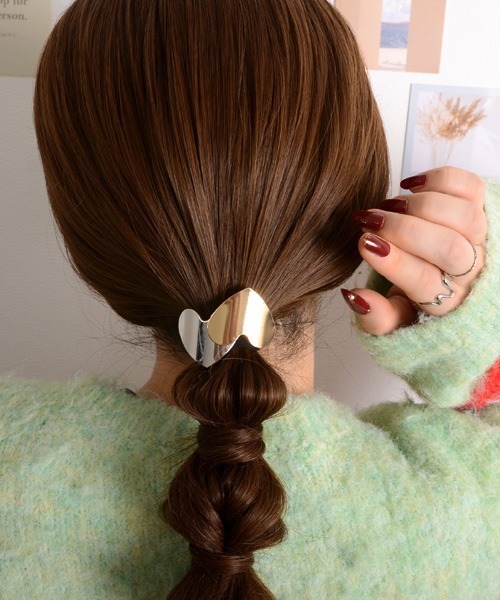 resonance】メタルハート バイカラー ポニーフック ヘアカフ ヘア  