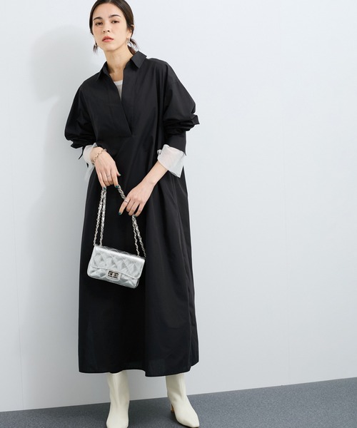 le cercle ADAM ET ROPE'(ルセルクルアダムエロペ)の「TCブロードMIXワンピース(シャツワンピース・レディース・ホワイト系その他2/ブラウン系その他3/ネイビー・FREE)」の3枚目の写真