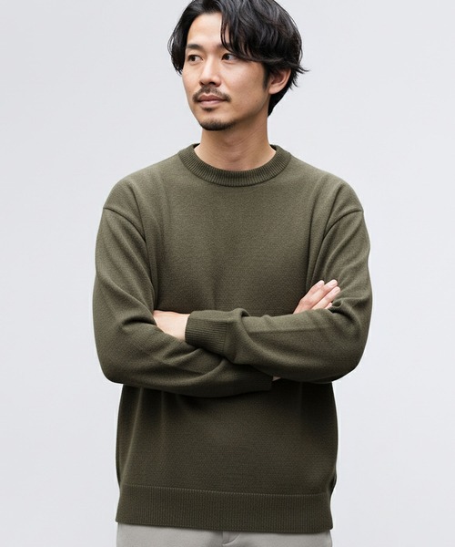 jiggys shop（ジギーズショップ）の「パウダータッチウォッシャブルハイゲージニットセーター（ニット/セーター・メンズ・ブルー/ホワイト/ブラック/ミックスグレー/カーキ/グレー系その他・SMALL/MEDIUM/LARGE/X-LARGE）」の5枚目の写真