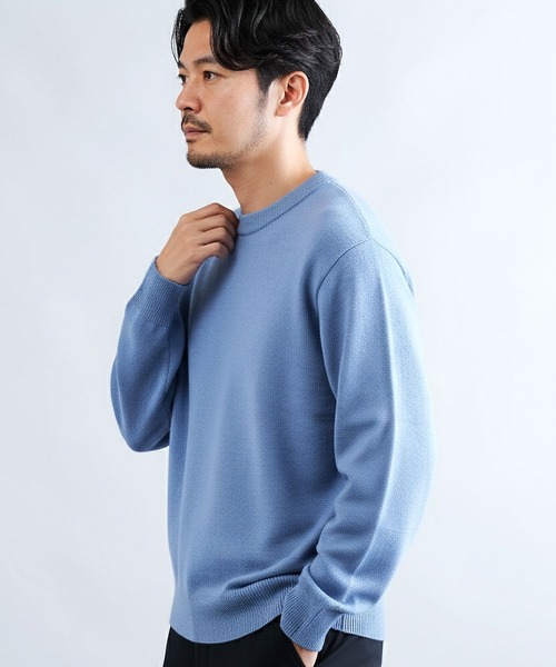 jiggys shop（ジギーズショップ）の「パウダータッチウォッシャブルハイゲージニットセーター（ニット/セーター・メンズ・ブルー/ホワイト/ブラック/ミックスグレー/カーキ/グレー系その他・SMALL/MEDIUM/LARGE/X-LARGE）」の6枚目の写真