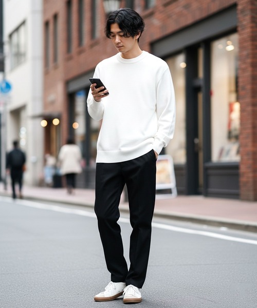 jiggys shop（ジギーズショップ）の「パウダータッチウォッシャブルハイゲージニットセーター（ニット/セーター・メンズ・ブルー/ホワイト/ブラック/ミックスグレー/カーキ/グレー系その他・SMALL/MEDIUM/LARGE/X-LARGE）」の20枚目の写真