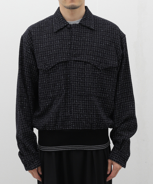 ジャケット・アウター DAIRIKU Rib Collar Tweed Raglan Coat DAIRIKU】 Rib Collar Tweed Raglan Coat