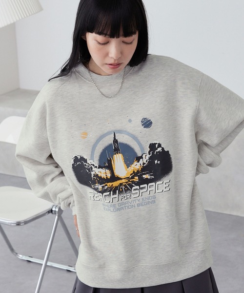 ★送料込★LOEWE セラミックプリント スウェット セール】コズミックプリントルーズスウェット/PLANET＆SPACE